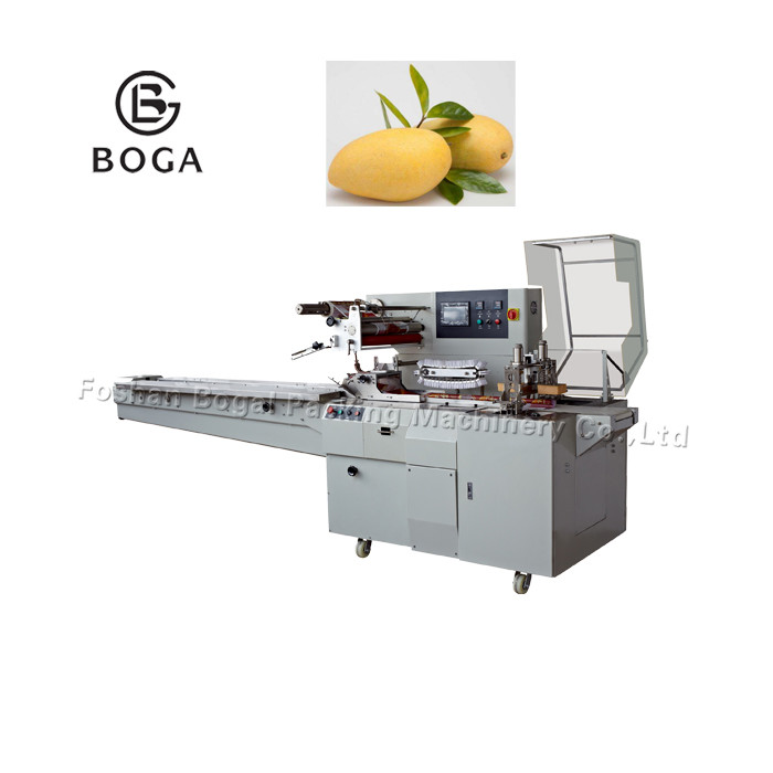Quality Horizontal Box Motion Flow Wrapper / Fruits Tray Single Mango Packing Machine for sale