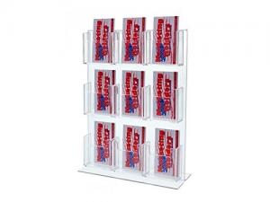 Quality 9 Pocket Vertical Acrylic Clear Board Freestanding With Sign Holder for sale