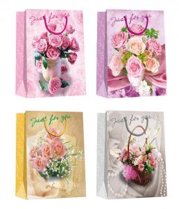 Quality Valentine day flower pattern designs Paper Shopping Bags for sale