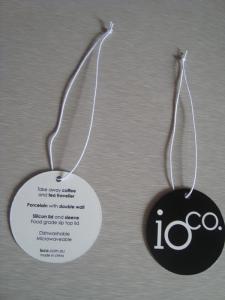 Quality custom luxury jewelry hang tag with glossy lamination and elastic string for sale
