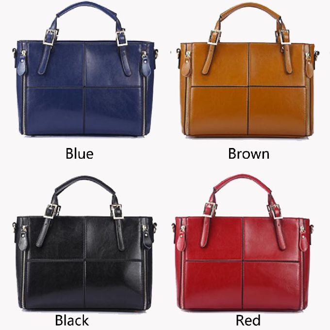 Buy Women'S Cross Stitching Oil Wax Leather Tote Shoulder Bag at wholesale prices