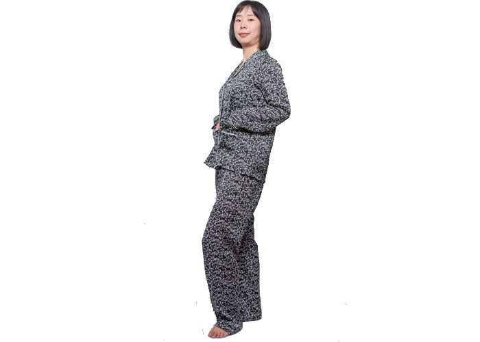 Quality Breathable Fireworks Printing Satin 2 Piece Pajama Set With Full Open Placket for sale