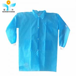 Quality 35gsm Disposable Lab Coat PP Non Woven Spunbond Laboratory Cleaning Room Clothes for sale