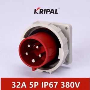 Quality 32A 5P Waterproof Industrial Plugs 380V IP67 Electrical Power Panel Mounted for sale