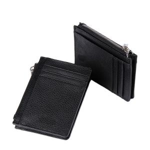 Quality 11x9.5cm TPCH Mens PU Leather Wallet Zipper Coin Pocket ROHS for sale