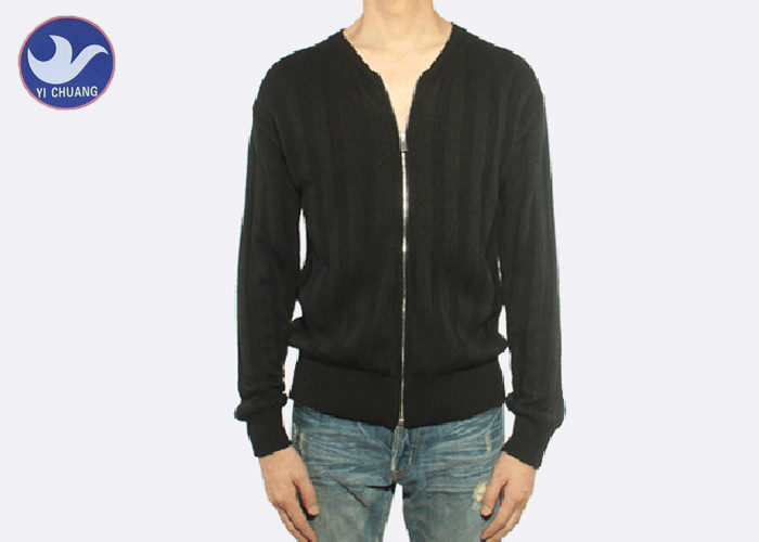Quality Winter Mens Full Zip Cardigan Sweater , Mens Long Knit Cardigan Anti - Pilling for sale