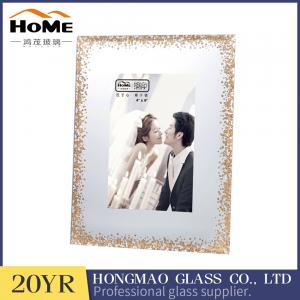 Quality Modern Glass Photo Frames , Glitter Surrouded Lighted 4x6 Glass Picture Frames for sale