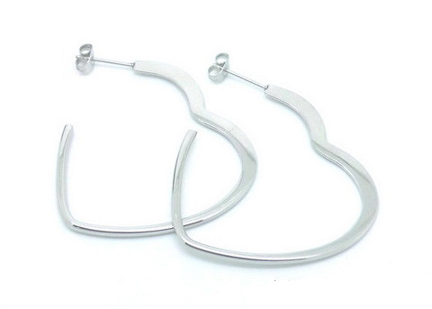 Quality Flat Open Heart Shaped Stainless Steel Earrings With TUV Certification for sale