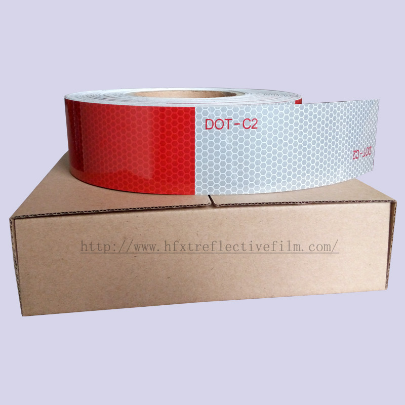 Quality Red And White DOT Reflective Tape , High Intensity Reflective Conspicuity Tape Class 2 for sale