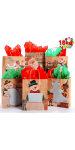 18 PCS Christmas Kraft Gift Bags