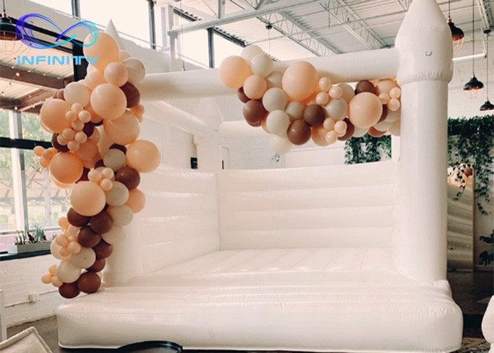 Quality 0.55mm PVC Tarpaulin Inflatable Wedding Bouncer Inflatable White Wedding Bounce House for sale
