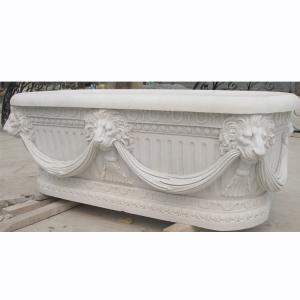 Quality Home deocration white marble bathtub with lion head carving for bathroom,china sculpture supplier for sale