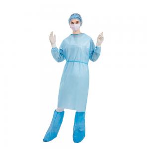 Quality PP PE Disposable Isolation Gown Blue Non Woven Level 1-2 for sale