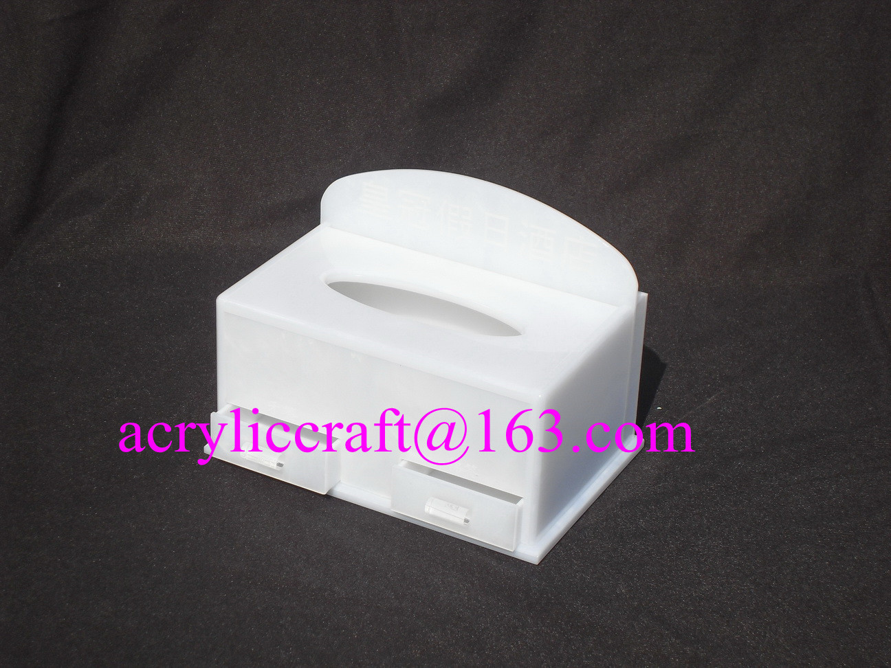 Quality White Hotel Acrylic Facial Tissue Box Multi-functional Acrylic Tissue Box with Drawer for sale