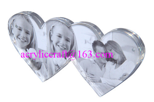 Quality Table Heart Shaped Transparent Acrylic PMMA Paper Picture Frame Holder for sale