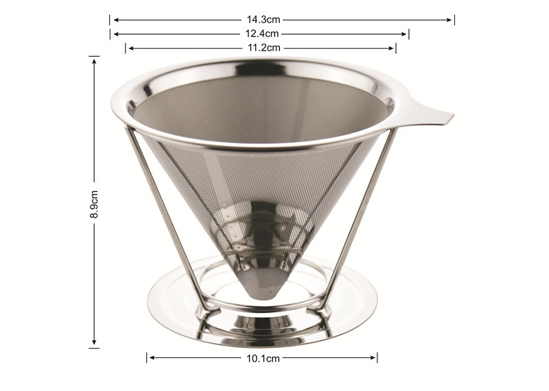 Quality 18/8 Stainless Steel Custom Logo Custom Design Pour Over Cone Coffee Dripper for sale