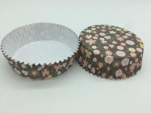 Quality Round Flower Printed Cupcake Liners , Disposable Muffin Paper Cups Heat Resistant for sale