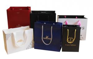 Quality Custom logo printed luxury paper shopping bag, logo printed paper bag for sale
