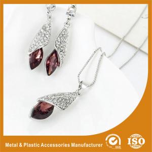Quality Customized Jewelry Silver Plated Two-Piece Zinc Alloy Jewelry Sets With Synthetic CZ for sale
