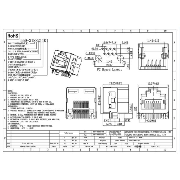 Female 8 Pin Shielded RJ45 Jack For Network Device