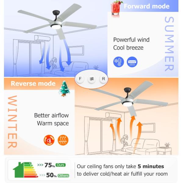Smart Control LED Ceiling Fan with Reversible Motor and DC LED Lighting CE Certified