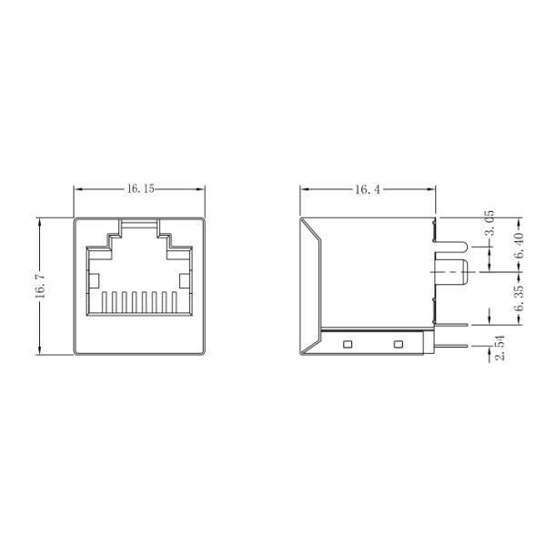 855085001 Vertical RJ45 Jack 8P8C Shielded Modular Connector Top Entry