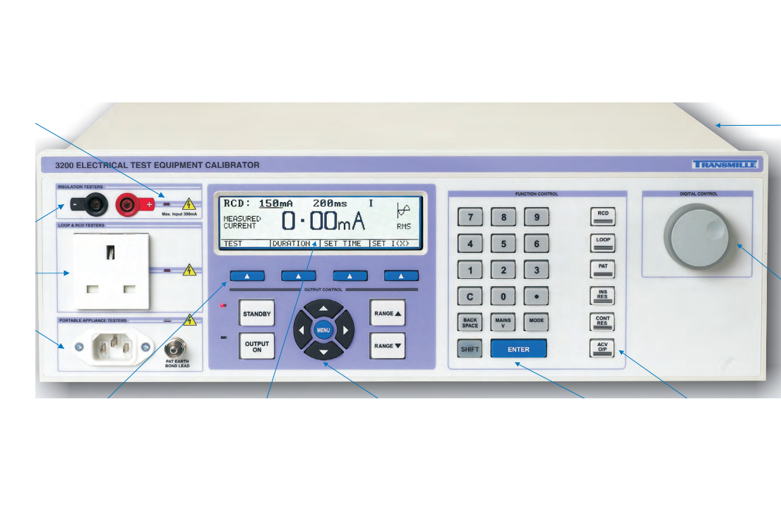Transmille 3200 Series Multi Function Electrical Test Calibrator with 17th Edition Compliance, Auto Loop Correction, and Digital Waveform Capture