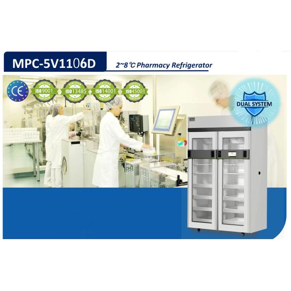 MPC-5V1105D / MPC-5V1106D Pharmacy Vaccine Refrigerators 2℃~8℃ Dual Cooling Upright With 7 Inch LCD Touch Screen