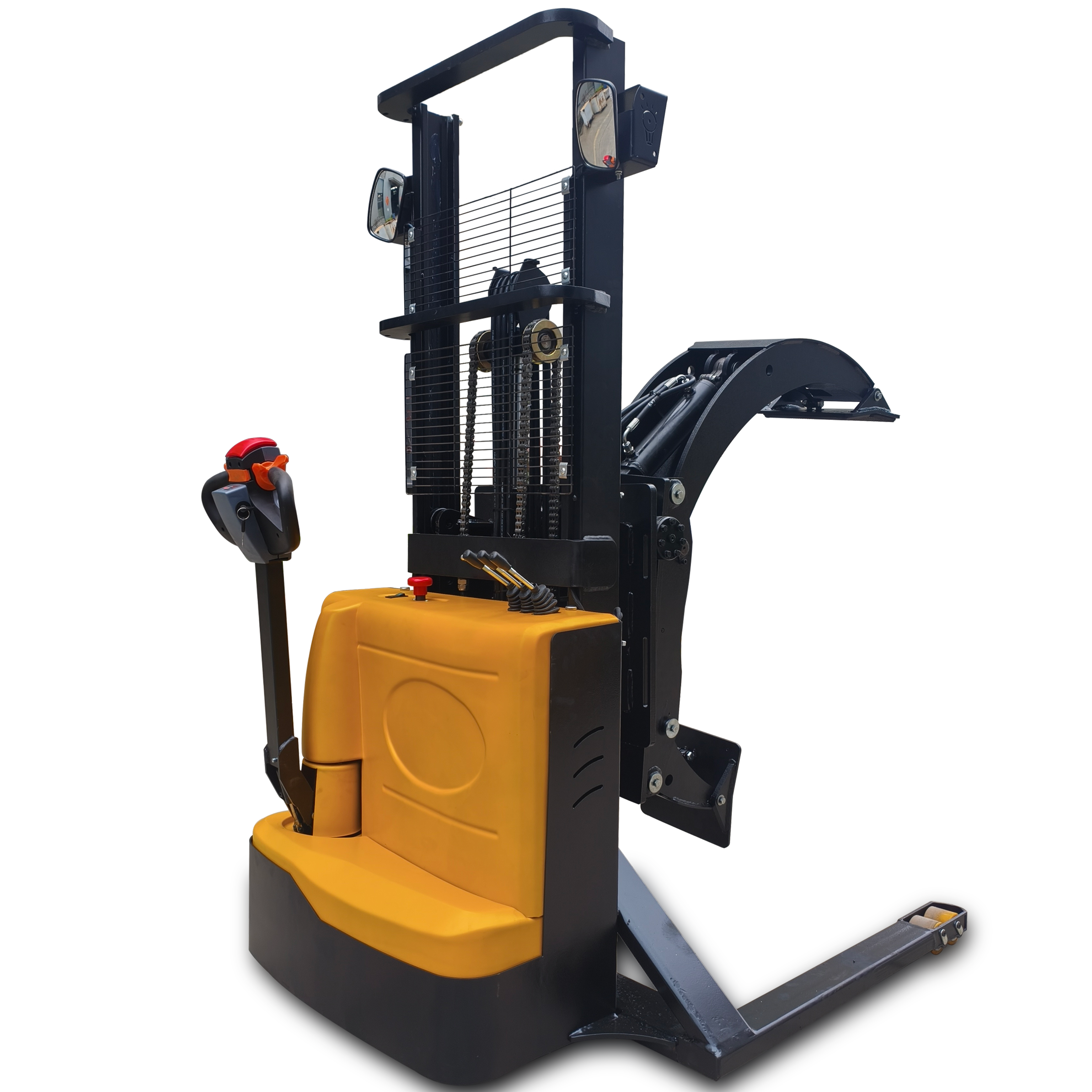 Heavy-Duty High-Performance Walkie Clamp Stacker-0.5T / 1T Loading Capacity, Pedestrian Electric Clamp Stacker for Warehouse