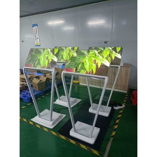 30 Inch High Brightness Transparent OLED Display Stand with Capacitive Touch and AG Glass for Premium Floor Signage