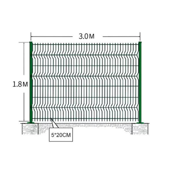 Wire Mesh Triangle Fence Panel With ISO 9001 2015 Certification 2m Height
