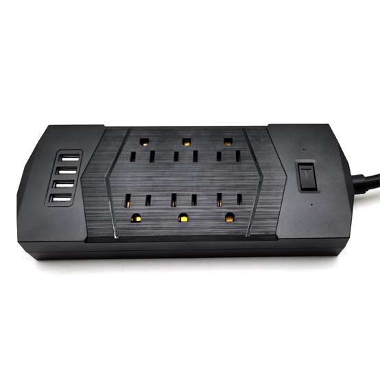 6 outlet Power Socket 1.5FT Cord, 4 USB 2700 Joules Surge Protector