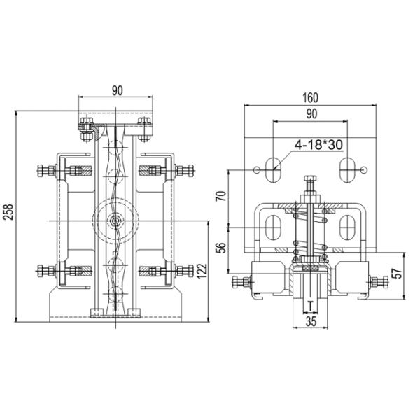 High Speed Elevator Guide Rail Shoes 16 / 10mm For Lift Parts