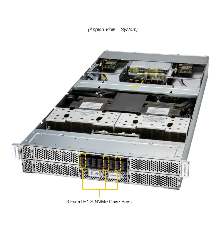 Supermicro ARS-221GL-NHIR 2U 1-node GPU Server with NVIDIA Grace Hopper Superchip and 3 PCIe 5.0 x16 Slots
