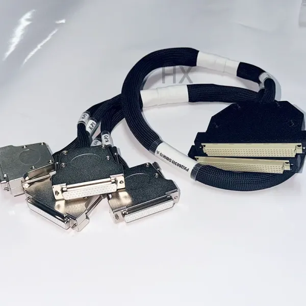 Integrated Rectangular Connector to 4-Channel SCSI Shielded Harness, Split Cable for PLC Control Cabinet.
