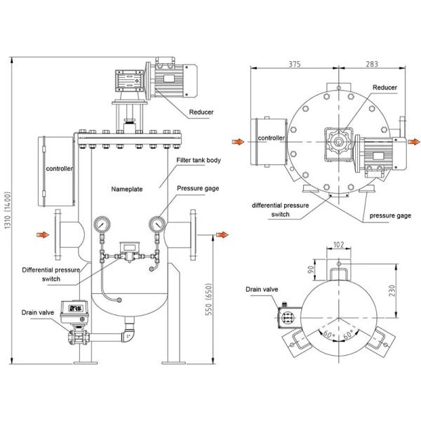 Professional Back Flush Water Filters , Automatic Backflush Filter For Water Treatment