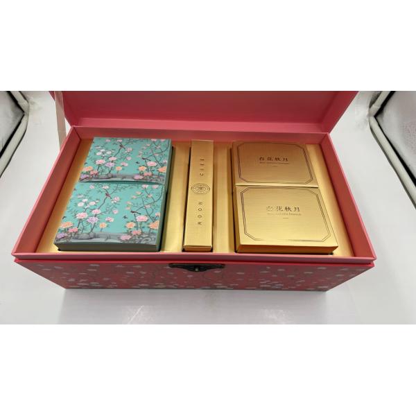 Wholesale Cardboard Customized Large Rectangle Mooncake Flat Pack Folding Magnetic Pink Gift Boxes With Handle