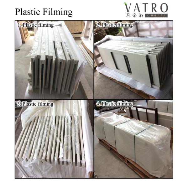 Gentle White Quartz Bathroom Countertops , Artificial Quartz Solid Surface Polished