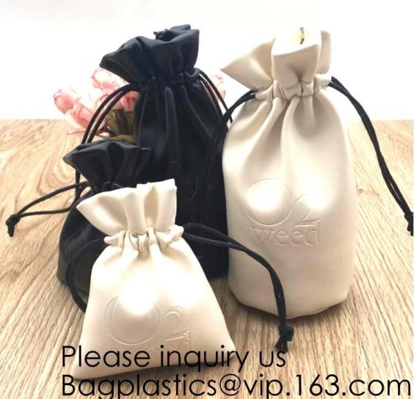Custom Logo Acceptable Multi Sizes Black Drawstring PU Leather Promotional Gifts Pouches Bags Jewelry, Gift,Hair, Shoes,