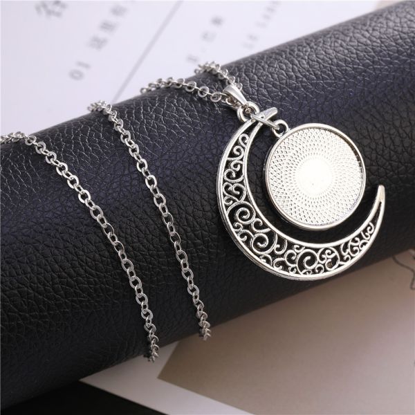 Personalized Moon Necklace Sublimation Pendant Necklaces Blanks