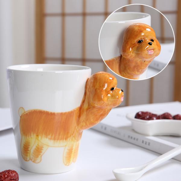 450ml Golden Retriever Cylinder Shape 3D Ceramic Mugs