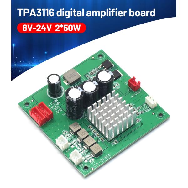 CA-3136A Digital Audio Amplifier Module with 2*50W Output 8-24V Input and 5V Output TPA3116 Amplifier Board