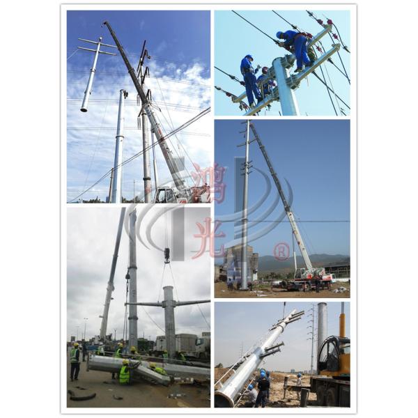 Galvanized 220KV Polygonal Electrical Power Pole With Anchor Bolt