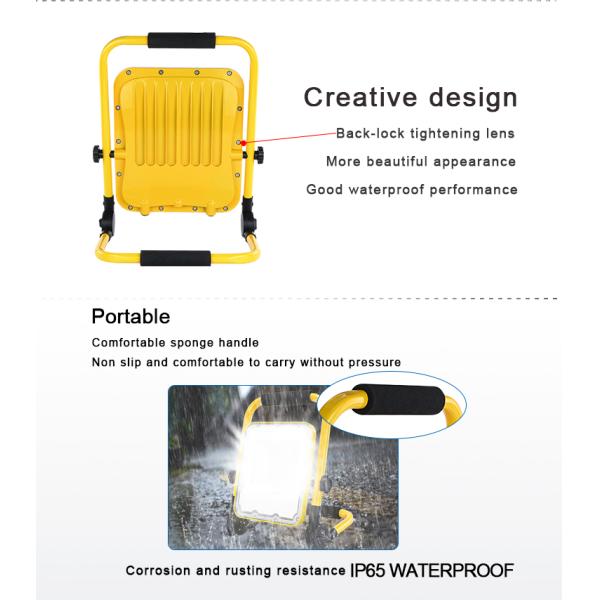 Durable Waterproof And Flexible Cordless Portable LED Floodlight Work Light Can Be Charged By USB, with A Rotating Handl