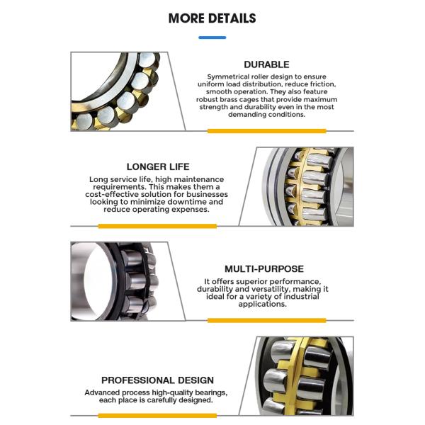 22214CA Double Row Spherical Roller Bearings High Precision Structure