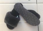 Thick Wool Grey Sheep Wool Slippers Open Toe Warm Fur For Winter Indoor