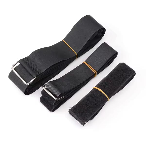 Reusable Hook And Loop Strap Adjustable Hook And Loop Fastening Cable Ties With Metal Buckle
