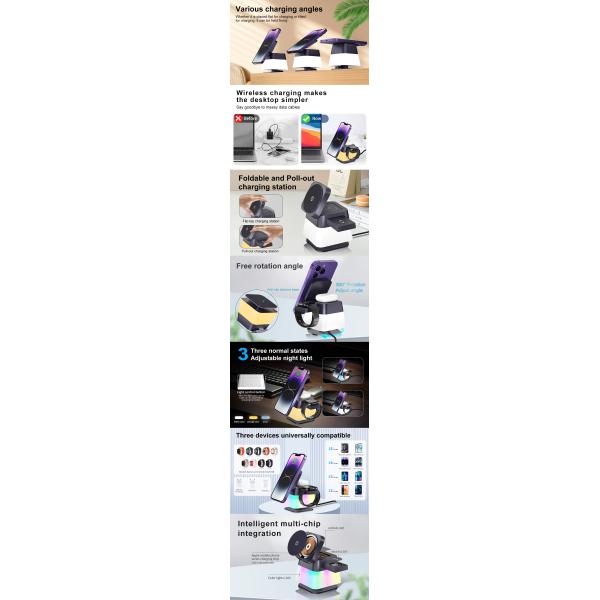 4-in-1 Spin-Flipping Fast Wireless Charging Stand For Qi Enabled Devices
