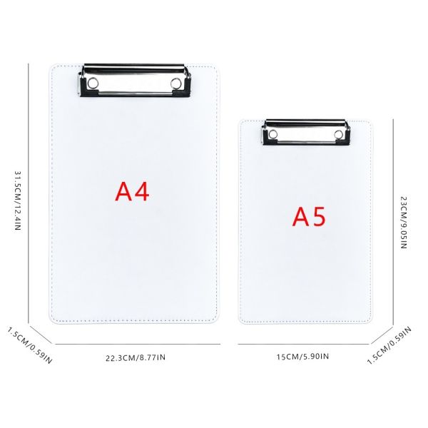 A4 A5 Sublimation Document Folder Leather Clipboard For Office Materials Heat Transfer Writing Board For Receipts And Documents
