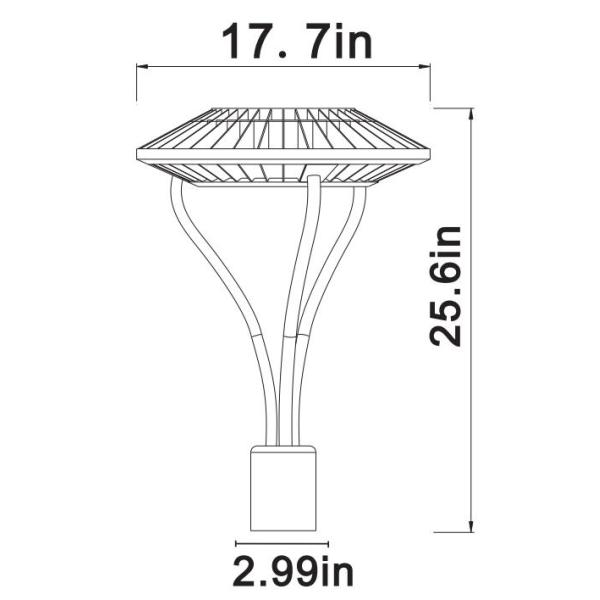 150W 120V 5000K IP65 Waterproof LED Post Top Lantern